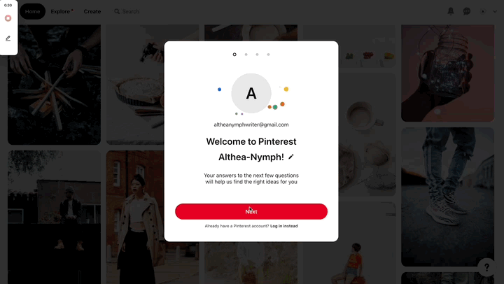 customer onboarding example, pinterest