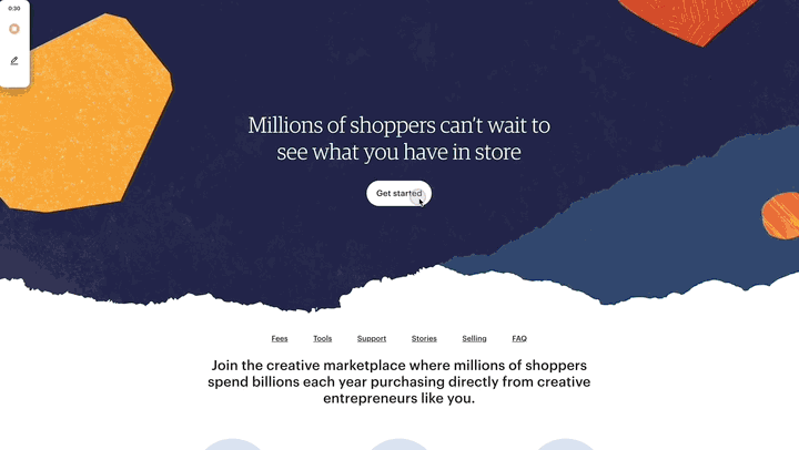 customer onboarding example, etsy