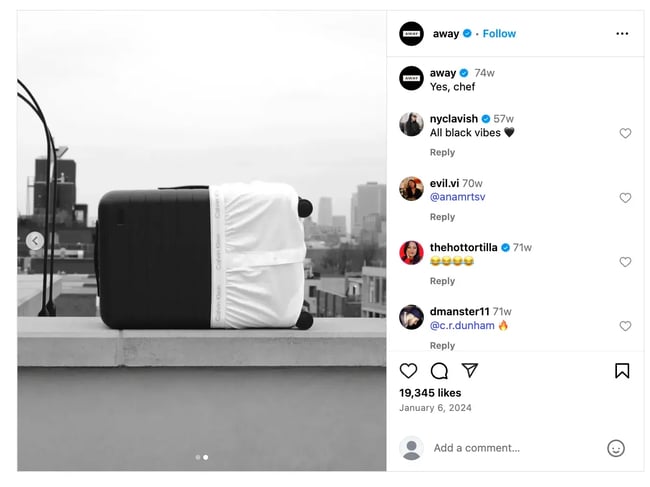 away ad of suitcase in underwear