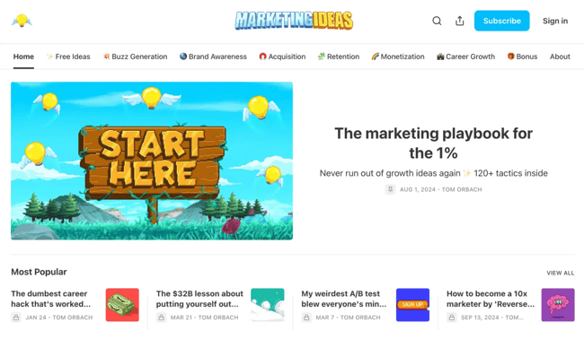 marketing ideas newsletter site