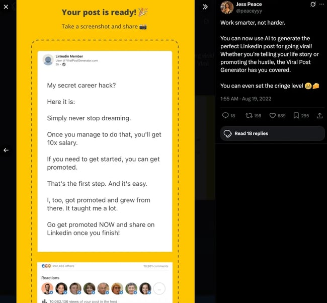 screenshot of tweet amplifying the tool