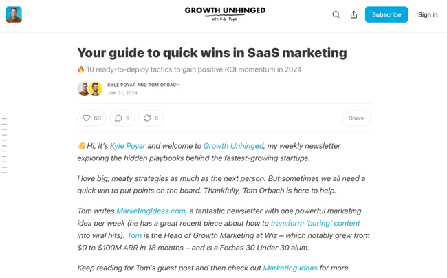 tom guests posts for growth unhinged