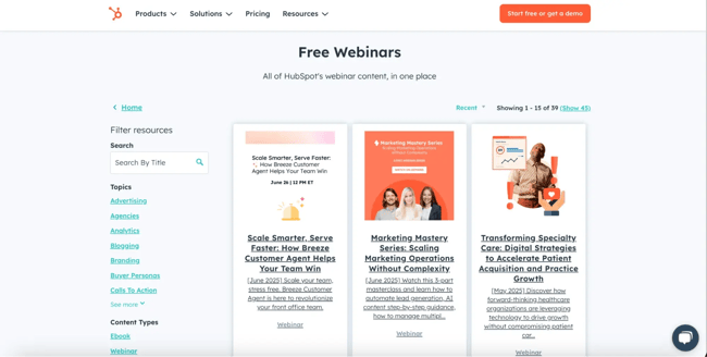 hubspot free webinars – lead magnet example
