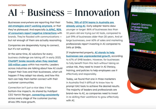 hubspot’s whitepaper on how ai is transforming gtm operations –  lead magnet example