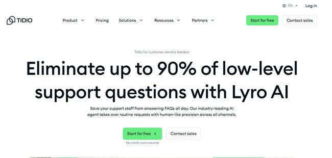 ai agents for small businesses screenshot of the website homepage of lyro ai
