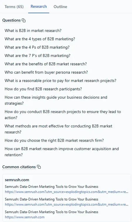 content research - clearscope questions to research