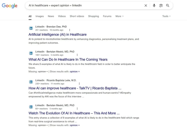 content research - linkedin