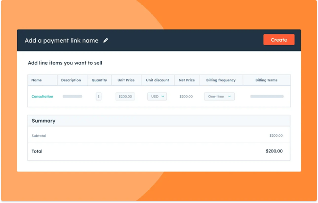 invoicing software for small business image showing how to create payment link in hubspot