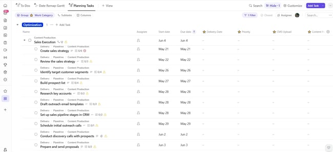 sales tool for small businesses - creating subtasks in clickupp