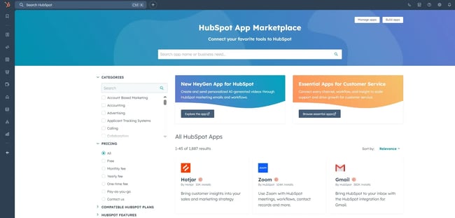 sales tool for small businesses - hubspot integrations