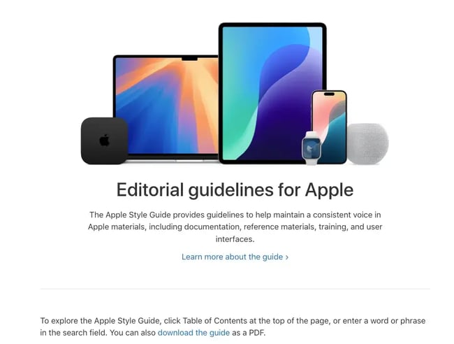 screenshot from apple’s editorial guidelines