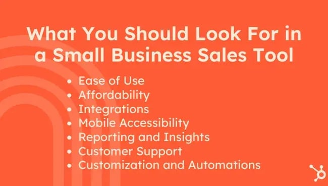 what you should look for in a small business sales tool, list of features and attributes