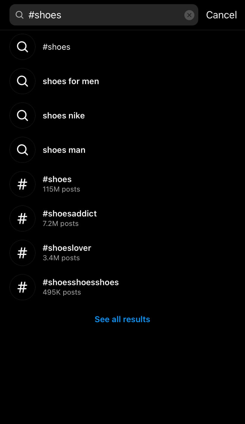 Screenshot of Instagram search bar; How to Get More Instagram Followers