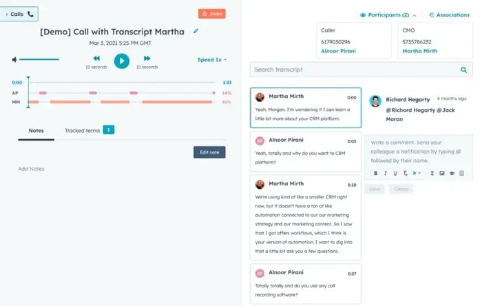 team uses hubspot conversation intelligence to improve for saas companies