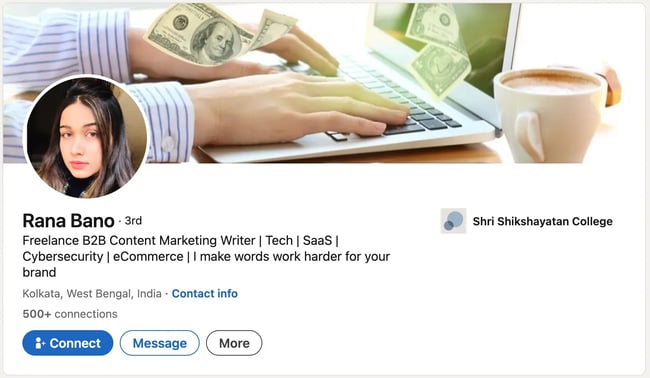 linkedin headline example: rana bano