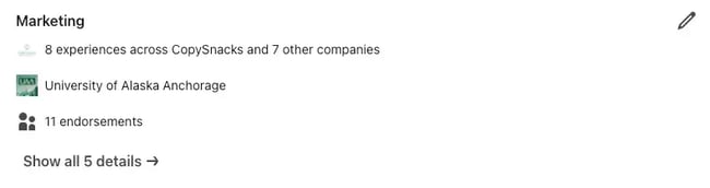 example endorsement on LinkedIn
