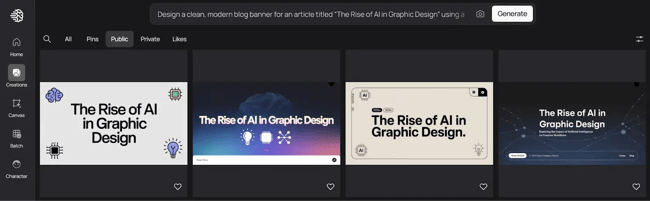 ideogram’s ui and graphics design outputs, four ai generated blog banners