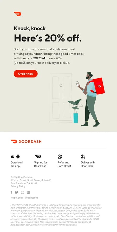 re-engagement email from doordash