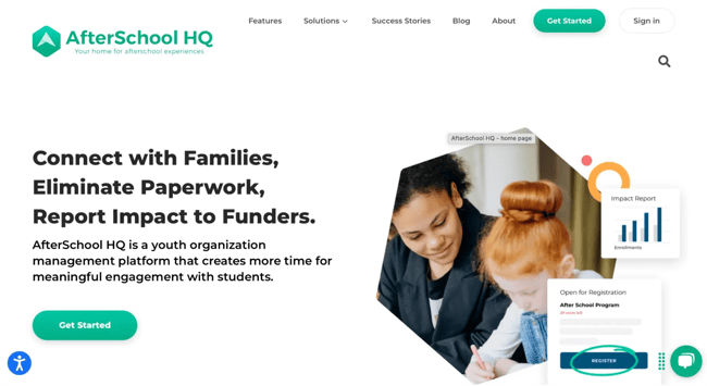what to put on a homepage of a website, example from afterschool hq