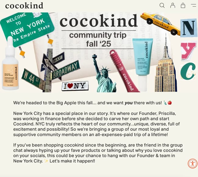 cocokind community trip fall '25 landing page